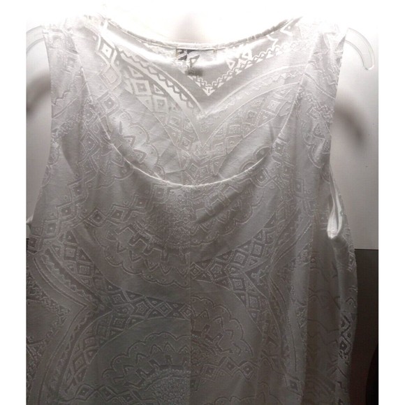 One World Live and Let Live White Maxi Dress Sz Medium Boho Lined Sheer Pattern - Picture 7 of 12